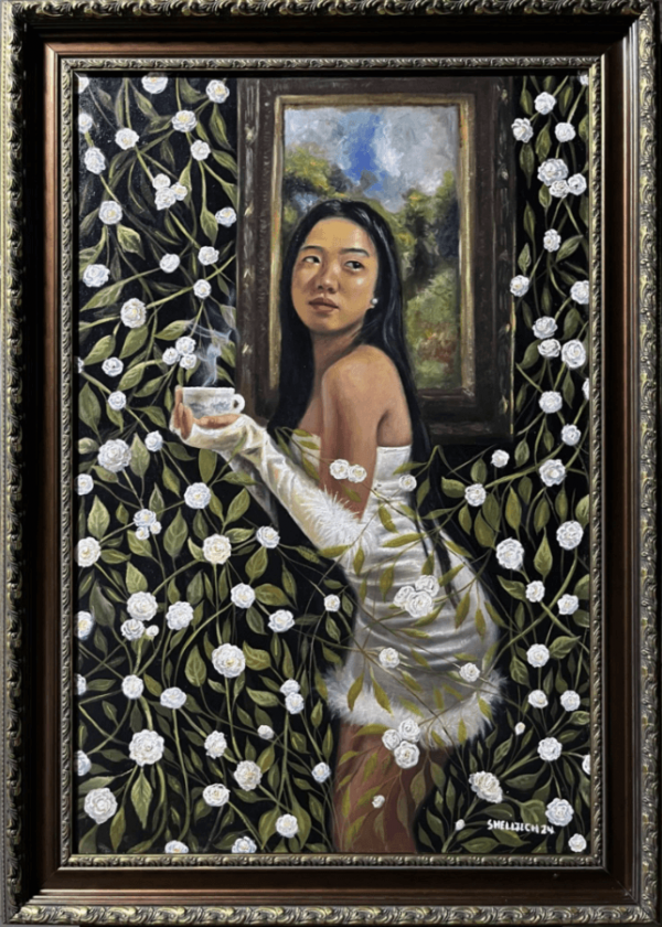 Serene Elegance: Tea Among White Flowers